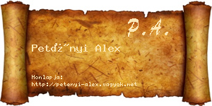 Petényi Alex névjegykártya